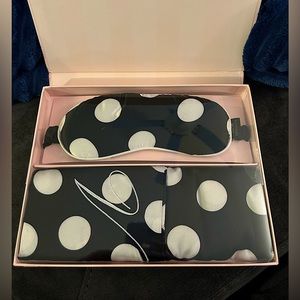 Victoria’s Secret black satin pillowcase and sleep eye mask